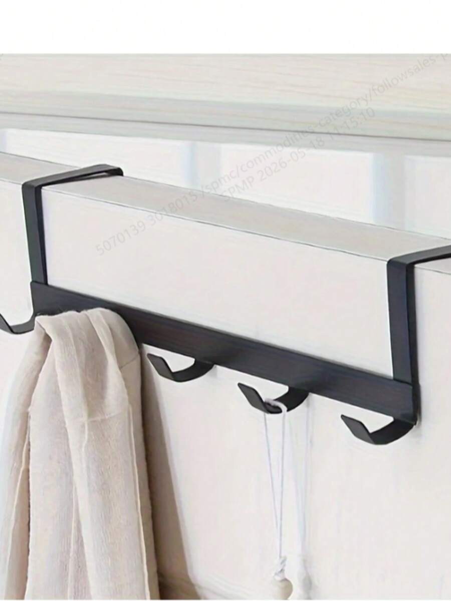5 Hook Over The Door Storage Rack: Fashionable, Easy To Install, Suitable For Bathroom, Kitchen And Closet Organization - A - View 1