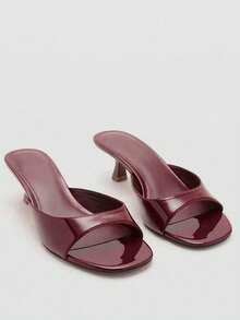 2026 Spring/Summer Korean Style Elegant Square Toe Strap Sandals High Heels Mule Shoes For Women - Burgundy - View 4