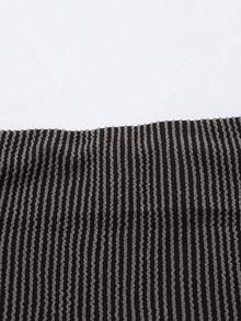 Conjunto de top sin tirantes elegante y pantalones casuales pitillo de punto elástico para mujer, adecuado para fiesta y gimnasio - Gris Oscuro - Ver 5