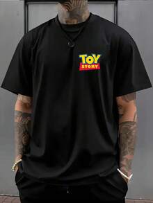 A Disney Men'S T-Shirt Featuring A Toy Story Design, This Short-Sleeve Tee Has A Round Neck And Is Comfortable And Breathable, Perfect For Casual Wear And Sports. Ideal For Spring And SummerUnisex, Couple Shirts, Excellent Gifts.Unisex, Couple Shirts, Excellent Gifts. - 黑色 - 查看 2