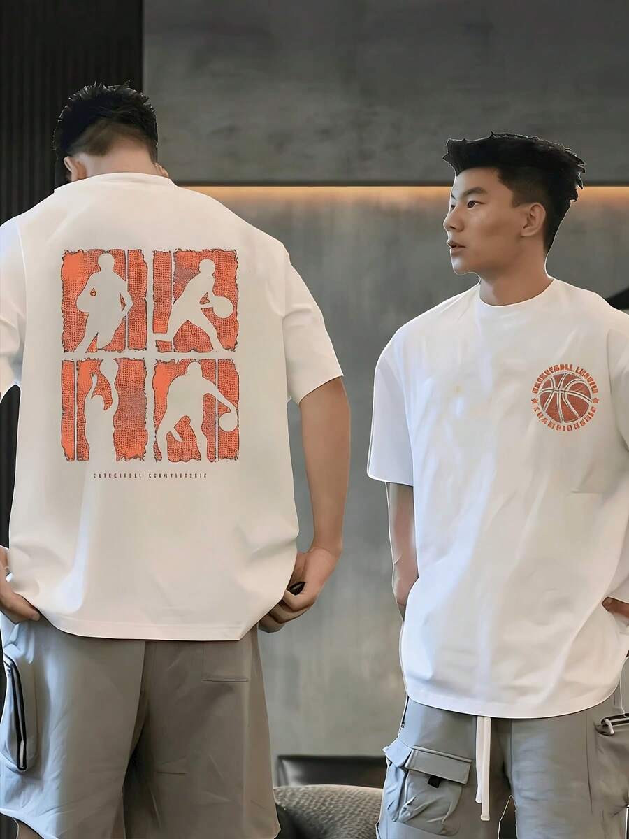 Men's Summer. 100% Cotton. 1pac Men's 100% Cotton T-Shirt With A Crew Neck And Versatile Short Sleeves. Casual Summer Top With 777 Print. Oversized Summer T-Shirt. - White - View 1