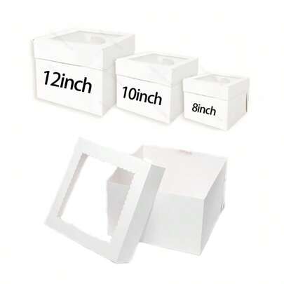 10pcs Set Of Elegant Gift Display Boxes With Windows And Bottom Boards - Ideal For Parties, Displaying Desserts, And Secure Flip-Top Lids
