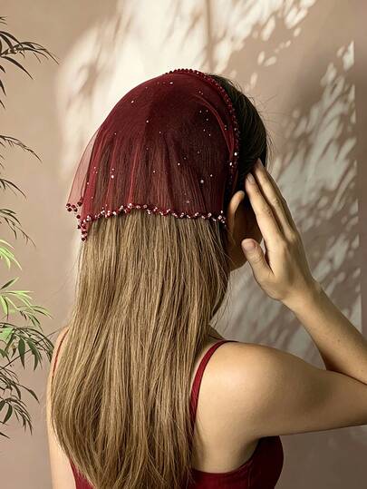 1pc Lace & Mesh Boho Style Headband, Summer Beach Hair Accessory For Women