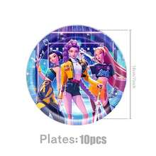 51pcs K-POP Girl Group Theme Party Back To School Costume Set, Suitable For 10 People, Disposable Birthday Party Tableware Including Plates, Cups And Napkins. Holiday Decoration Supplies, Suitable For Camping, Picnic, Backyard BBQ And Party Decoration, Also Ideal Decoration For Halloween, Christmas And Party, And A Great Surprise Gift For Fans. - Multicolor - View 3