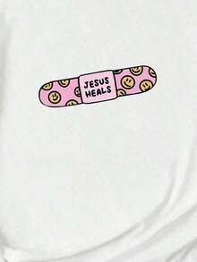 Women's Summer Casual T-Shirt With Round Neck And Short Sleeves, Featuring Letter And Skateboard Print, Graphic Top For Women. - 布蘭克 - 查看 5