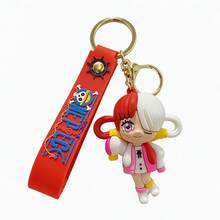 MINISO One Piece Uta 角色鑰匙圈，動漫迷你公仔包飾吊飾，附紅色矽膠掛繩與金色夾扣鉤，背包錢包配件，開學季禮物 - 樣式 1 - 查看 7