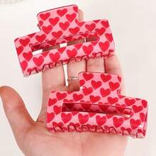 1pc Women's Elegant Pink Heart-Shaped Hair Clip - Non-Slip, Strong Grip, Heart-Shaped Accessory, Hair Claw - Multicolor - View 6