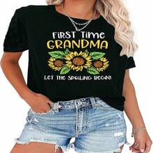 Camisetas para abuelas mujer <<Mis personas favoritas me llaman abuela», top gracioso lindo para abuelas - Negro - Ver 1