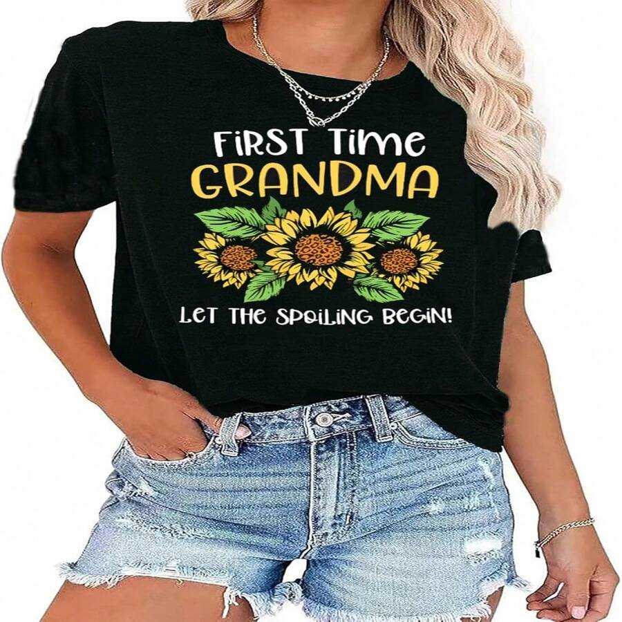 Camisetas para abuelas mujer <<Mis personas favoritas me llaman abuela», top gracioso lindo para abuelas - Negro - Ver 1