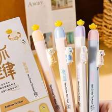 4支裝貓咪與鳥類趣味動物設計黑色墨水凝膠筆，適合辦公室、筆記與日常書寫 - 學生與專業人士的理想禮物、節日禮品。辦公室學校用品可愛筆，適合女性與男性。返校季。 - Fwx - 查看 7