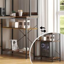 Industrial Computer Desk With Left CPU Stand, Monitor Riser & 3-Tier Shelves – 120cm Gaming Desk With Spacious MDF Top, Home Office Study Table, Writing Desk For Bedroom (Rustic Brown/Black) - Brown - View 4
