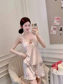 Women's Camisole, Padded Camisole With Ribbon, New For Summer, Polka Dot Pajamas - GG - View 1