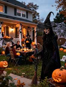 1pc Halloween Women Witch Hat,Devil Spider Wizard Hat,Black Ruched Crooked Wicked Witch Cap For Costume Cosplay Party Halloween Party Favors Party Favors Trick-Or-Treat And Activities Halloween Party Favors Supplies Activities Games Gifts. - A - View 7