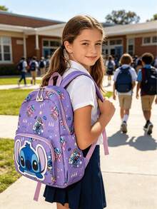 Ba lô in hình Lilo & Stitch của Disney, ba lô hoạt hình màu xanh dễ thương, phù hợp cho trường học, du lịch và sử dụng hàng ngày. - Nhiều màu - Xem 1