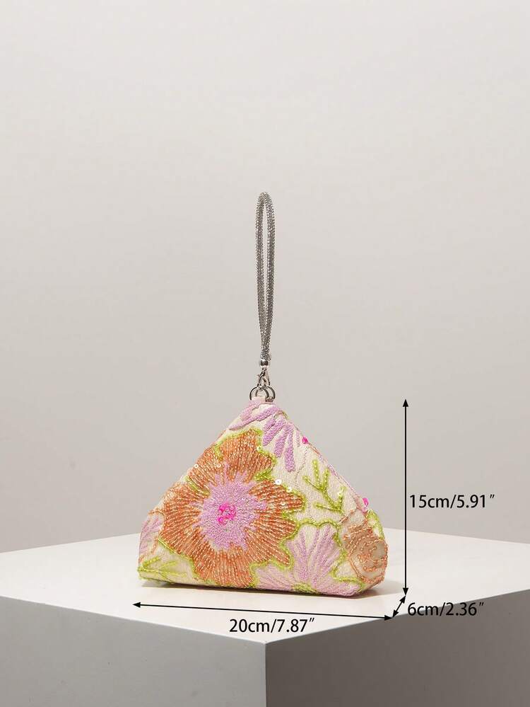 (Random Pattern) Mini Purse, Sequin Bag, Floral Pop, Embroidery Bag, Novelty Bag, Gala Night, Party Outfits, Prom Bag, Prom Accessories, Wedding Items, Elegant Women's Wallet, Gifts For Women - Multicolor - View 8