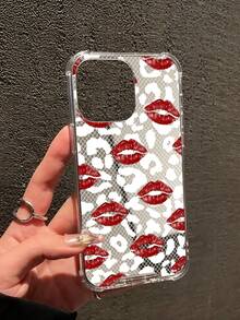 Funda de teléfono con patrón de labios rojos y espejo, resistente a caídas, compatible con iPhone y compatible con Samsung - Multicolor - Ver 5