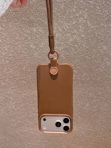 Minimalist Elegant Brown Leather Texture Phone Case With Wrist Strap, Compatible With IPhone 17 Pro Max/17 Pro/17/16 Pro Max/16 Pro/16/16 Plus/15/15 Pro Max/15 Pro/15 Plus/13/14 Pro Max/13 Pro/13 Pro Max/14 Pro/14 Pro Max/14 Plus, Soft Case, Creative Design For Men And Women - Brown + Bracelet - View 9