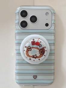 磁吸式韓系簡約配色條紋手機殼,適用於 iPhone 17 Pro Max、16 Pro 新機、15(附蛋糕捲支架)、14 雙層、13 女性款,17 全機身防震保護 - 淺藍色 - 查看 18
