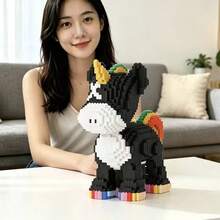 4900pcs Cute Rainbow Unicorn Micro Building Blocks Kit, 3D Animal Mini Particle Assembly Bricks, DIY Stress Relief Puzzle Figurine, Aesthetic Desktop Ornament, Birthday Holiday Gift For Girls Kids Room Decor Collectible Toy - Multicolor - View 8
