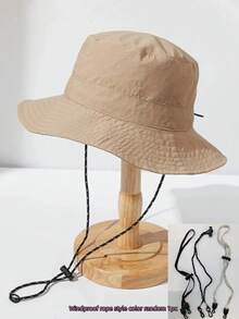 1pc Quick-Dry Bucket Hat, , Outdoor Hiking Waterproof Sun Protection Hat, Fishing Sun Hat Foldable Storage, Fashion Accessory Hat, Holiday Gift, Back To School Season {Windproof Rope Color Style Random} Men's Hat - Multicolor - View 14