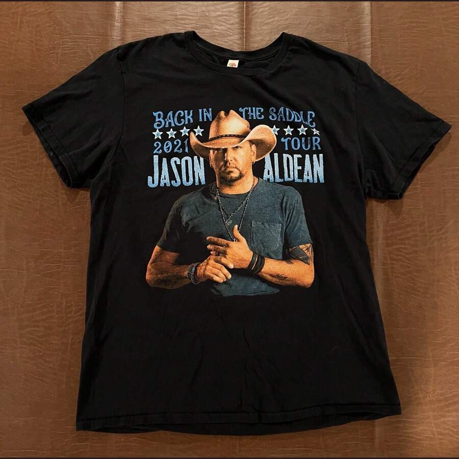 Jason Aldean2 2021 Tour Band Shirt - Dual Sided - Size Large - Black - View 1