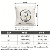 Miniso Peanuts Snoopy Throw Pillow Cover, Beige "The Good Scouts Club Since 1974" Cushion Case For Couch Sofa Bedroom Living Room Home Decor - Color - View 5