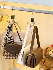 3/1pc Closet 6-Hooks Belt Holder Rack With 360° Rotatable, Metal Storage Hanger Organizer, Cap Holder Rack, Bra Holder Rack, Tie Holder Rack, Belt Holder Rack, Scarf Holder Rack, Storage Hooks, Suitable For Dorm Closet, Home, Campus, Hotel, Etc., Portable Travel Hook - Multicolor - View 3