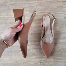 Women's Slingback Pump With 5cm Block Heel - Comfortable And Stylish - Camel - View 11