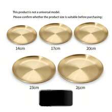 1pc Stainless Steel Gold Dessert Coffee Tray, Western Style Plate, Pizza Plate, Breakfast Coffee Tea Snack Plate, Gold Decorative Serving Tray, Birthday, Party Supplies, Thanksgiving, Easter, Christmas Gift Party (Gold), Kitchen, Christmas Gift - Gold - View 11