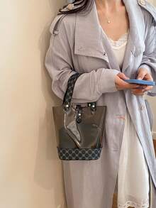 New Luxury Transparent Bucket Handbag, Versatile Women Tote Bag - Black - View 4