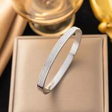 1 pieza Pulsera de acero inoxidable con diamantes de imitación de triple hilera que no se decoloran, diseño exclusivo, elegante y versátil con un toque de lujo. - Tres filas de pulseras estrelladas - Ver 13