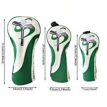 1/3/UT Funda Universal para Cabeza de Palo de Golf, Blanco & Verde Fresco, Estampado Minimalista de Palo de Golf, Material de Cuero Sintético, Mejora la Apariencia del Palo de Golf, Juego de 3 Piezas - Verde - Ver 2