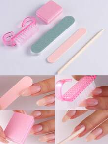 Nail And Foot Care Kit, Mini Nail File And Wooden Nail Stick Set, Double-Sided Nail File, Wooden Nail Push Stick, Nail Cleaning Tools, Nail Stick, Acrylic Nail Art Brush, Suitable For DIY Manicures/Bathroom Decoration - Multiple Styles - View 4