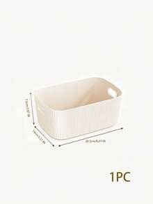 1pc/2pcs/3pcs Set, 3 Different Sizes Plastic Storage Box/Basket, Suitable For Desktop Snacks, Sundries, Cosmetics, Etc. Suitable For Dorm, Kitchen And Other Places Organization, Rectangular Design. - White - View 16
