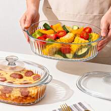 EZIFY 1Pc Oval Heat Resistant Glass Baking Dish With Lid, Available In 61oz & 95oz Sizes, Deep Clear Casserole Pan, Multipurpose Bakeware For Daily Cooking/Holiday Food Preparation - View 7