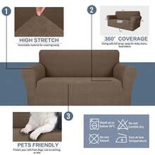 YSTYLE 1/2/3/4 Seater Stretch Sofa Cover With Armrests Modern Polyester Universal Anti-Scratch Non-Slip Washable Sofa Cover For Living Room Office Hotel - Brown - View 5
