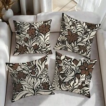 4 件套复古抽象花卉抱枕套，单面印花，柔软桃绒面料，45*45 厘米，适用于家居卧室客厅派对节日装饰，沙发装饰抱枕套，不含枕芯 - 彩色 - 查看 8