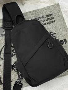 Bolsa de pecho casual y multifuncional para hombres, bolso de hombro de moda, mochila cruzada pequeña - Negro - Ver 6