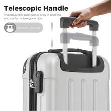 YONSLY 16 Inch Suitcase With Detachable Wheels 360° Combination Lock Double Zipper Soft Rubber Handle Trolley Travel Suitcase For Vacation - 銀色 - 查看 6