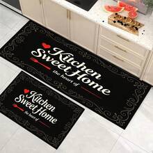 1 pieza, Decoración del hogar, Alfombra de cocina con estampado de patrón de texto, Alfombra de cocina de tierra de diatomeas, Alfombra de cocina, Alfombra de piso, Fácil de limpiar, Rectangular estampada, Adecuada para sala de estar, dormitorio, pasillo, baño, lavandería - Alfombra de poliéster, Adecuada para decoración del hogar interior y exterior - Multicolor - Ver 3