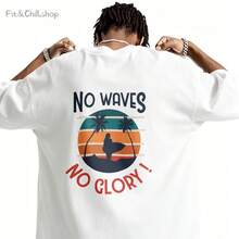 Men's T-Shirt No Waves No Glory Comfortable And Versatile Outdoor Casual Short Sleeve - White - View 1