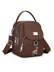 Blue Dog Print Oxford Fabric Shoulder Bag, Fashion Casual Shoulder Bag, Zipper Closure, Polyester Lining, Lightweight And Durable, Large Capacity Portable, Perfect For Commuting, School, Travel, Shopping And Other Daily Activities. It Is A Versatile Accessory For Women's Daily Travel And An Ideal Gift For Girlfriend, Family And Friends On Birthdays, Mother's Day, Teacher's Day, Back To School, Holidays And Other Occasions - Multicolor - View 15