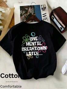 T-shirt da donna in cotone a maniche corte e scollo rotondo, ampia e comoda, con il design di Squidward di , in rosa e bianco, carina e divertente, adatta per attività genitore-figlio, abbigliamento da casa e incontri casual quotidiani. Moda donna primavera/estate 2026, abbigliamento casual da donna, camicia da donna a maniche corte, t-shirt da donna a maniche corte e scollo rotondo. - nero - Visualizzare 7