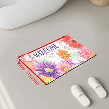 1件花卉圖案印花矽膠地毯，易於清潔，3D印花長方形，適用於玄關、客廳、廚房、臥室、走廊、浴室、洗衣房 - 聚酯纖維地毯，適用於室內外家居裝飾 - 彩色 - 查看 13