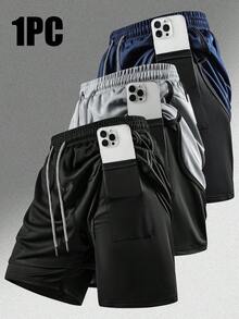 2026新款男士運動休閒短褲 Boyfriend Fit 3/4長度附內襯，跑步與訓練褲 - 黑色 - 查看 3
