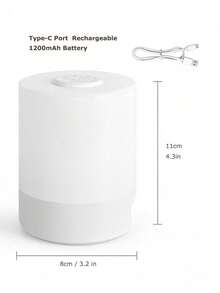 1 pieza Mini Luz Nocturna, Carga Tipo C, Función 3 en 1, Ajuste de Color y Brillo de Luz, Atenuación Suave, Lámpara de Mesita de Noche con Control Táctil Compacto, Adecuada para Guardería, Dormitorio, Pasillo - Blanco - Ver 5