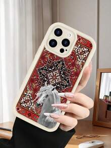 1 Piece Phone Case With A White Horse Design On An Ornamental Carpet Background In Red And Gold Tones, Classic And Elegant Style Ideal For Lovers Of Traditional Art And Sophistication, Soft TPU, Full Impact And Anti-Slip Protection, Compatible With IPhone 17 ProMax/16/15/14/13/12/11/Plus/Pro/ProMax, Compatible With Galaxy A34/A35/A54/A55, Galaxy S20/S21/S22/S23/S24/S25 Ultra/Plus, Compatible With Galaxy//Honor// - 白色的 - 查看 7