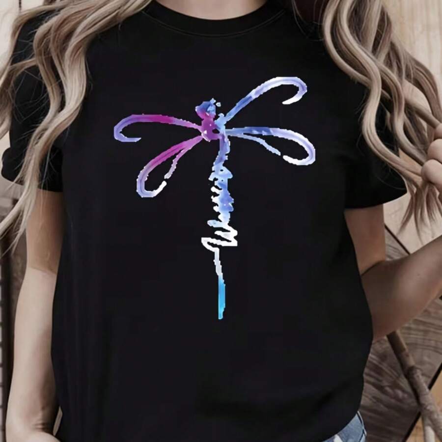Printed T-Shirt For Men And Women - Black - View 1