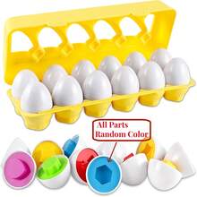 12pcs/6pcs Colorful Egg Shaped Puzzle Set - Enhances Fine Motor Skills, Hand-Eye Coordination And Early Learning Identification Abilities. Suitable For Toddlers And Preschoolers, Great For Easter, Christmas And Halloween. - Multicolor - View 14