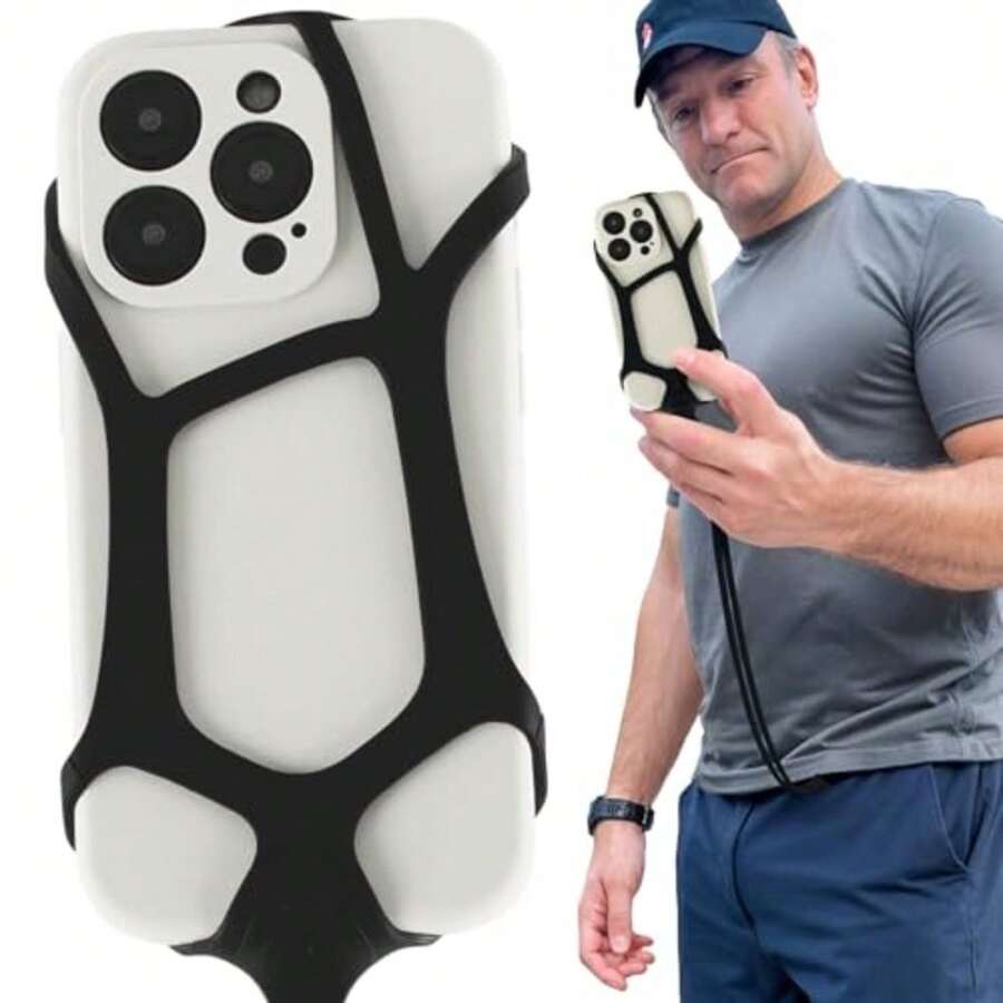 Pulpo - Correa para teléfono celular, correa de teléfono antirrobo, soporte para teléfono con cuello en carterista, cordón de silicona para teléfono - Negro a las 2 AM - Ver 1